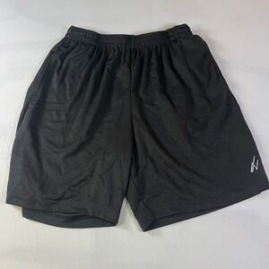 NY Threads Athletic Shorts Black Mesh Elastic Waist Logo Gym Workout Men's Large
